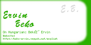 ervin beko business card